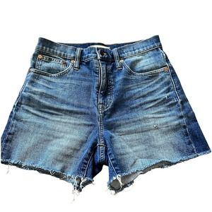 Madewell High Rise Denim Shorts Light to Medium Wash Raw Hem Cut Off